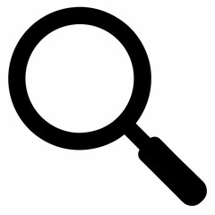 Black Silhouette Magnifying Glass Vector Art Illustration