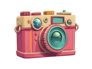 Vintage Camera Illustration with Colorful Design