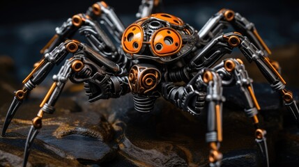 Fototapeta premium Mechanical spider creation with intricate design and vibrant colors
