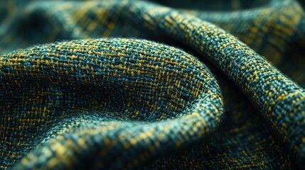 Fototapeta premium Textile fabric close-up textile workshop image indoor macro perspective exploration
