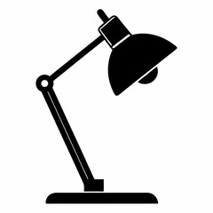 Black Silhouette Study Lamp Vector Art Illustration