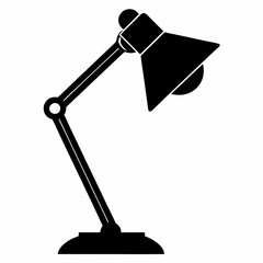 Black Silhouette Study Lamp Vector Art Illustration