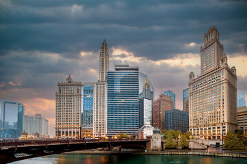 Obraz premium Chicago City riverside view in USA