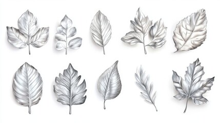 Obraz premium Elegant Silver Leaves Graphic Design
