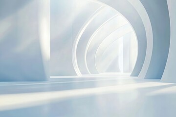 Obraz premium Abstract White Architecture: Sunlit Curves and Arched Pathways
