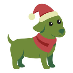 Christmas dog vector art illustration