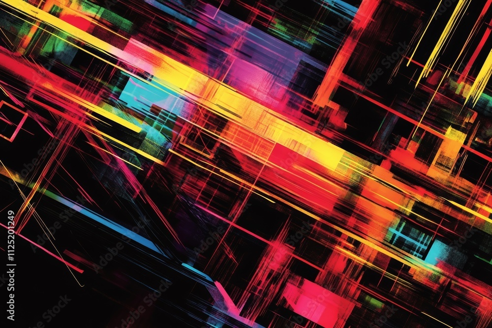 Poster abstract colorful intersecting lines digital art