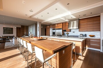Interior Design: Luxury Island Table in Kitchen, Creating a Stylish, Modern Living Space