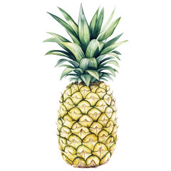 Fototapeta premium Green Pineapple Watercolor Illustration on White or Transparent Background
