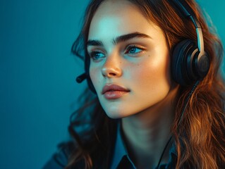 Portrait of a Young Woman Working as a Call Center Operator