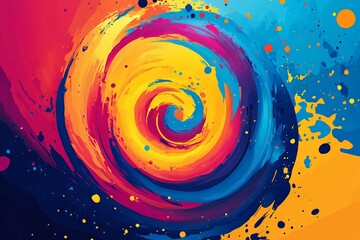 Vibrant Colorful Swirl Background with Paint Splashes AI generated illustration