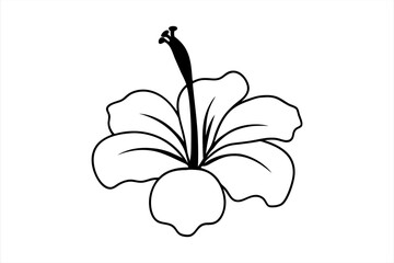 flower vector, hibiscus line art simple flower vector icon art illustration, coloring book page © GraphicsHub
