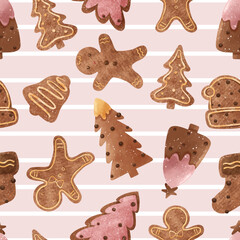 Joyful Winter and Christmas Seamless Pattern