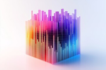 Obraz premium Colorful Cube-Shaped Data Chart Representing Financial Growth AI generated illustration