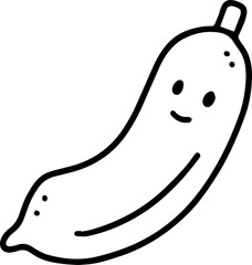 banana Vegetable Fruit doodle line outline cartoon cute