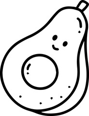 avocado Vegetable Fruit doodle line outline cartoon cute