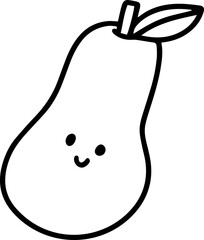 guava fruit Vegetable Fruit doodle line outline cartoon cute