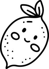 Obraz premium Lemon Vegetable Fruit doodle line outline cartoon cute
