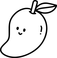 mango Vegetable Fruit doodle line outline cartoon cute