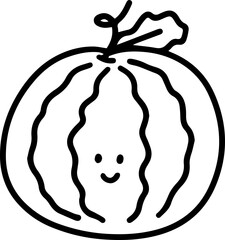 watermelon Vegetable Fruit doodle line outline cartoon cute