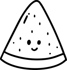watermelon slices Vegetable Fruit doodle line outline cartoon cute
