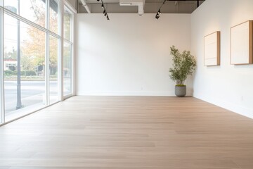 Modern Boutique with Sleek Design and Vibrant Displays Bathed in Natural Light