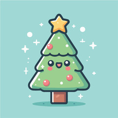 A beautiful and simple fir tree vector with a snow cap, perfect for Christmas celebrations