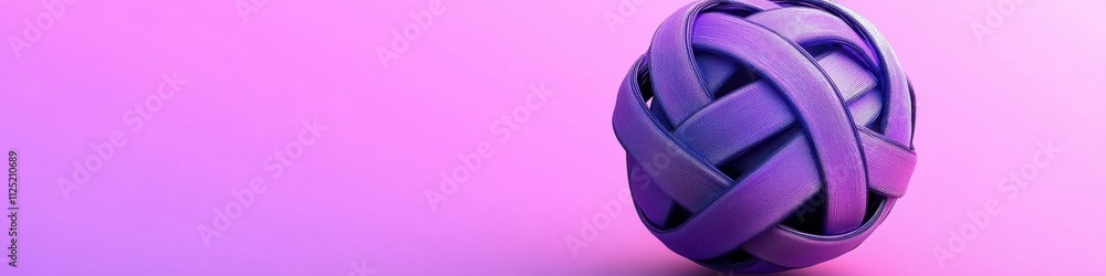Poster abstract purple intertwined sphere on gradient background: 3d render of a complex geometric shape
