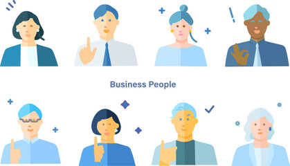 set of people-Business person - male and female avatar - upper body - stylish icon set Simple Vector Illustration