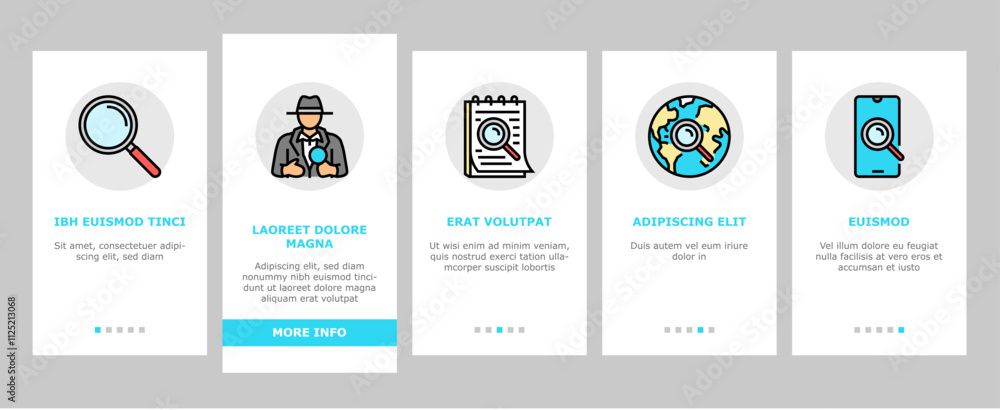 Aufkleber search web website internet onboarding mobile vector computer information, business technology, rese