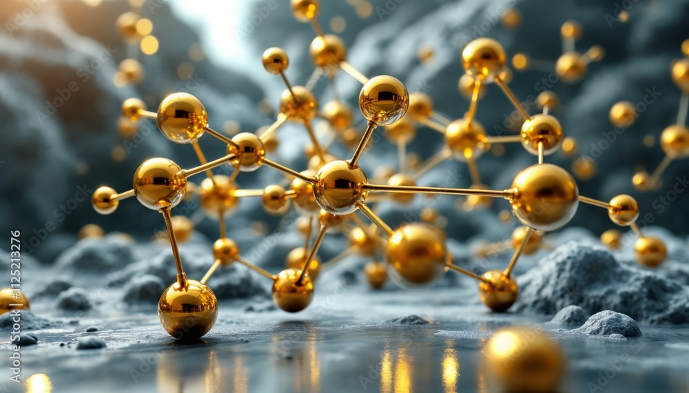 Poster exploring molecular structures in a laboratory environment scientific visualization close-up view