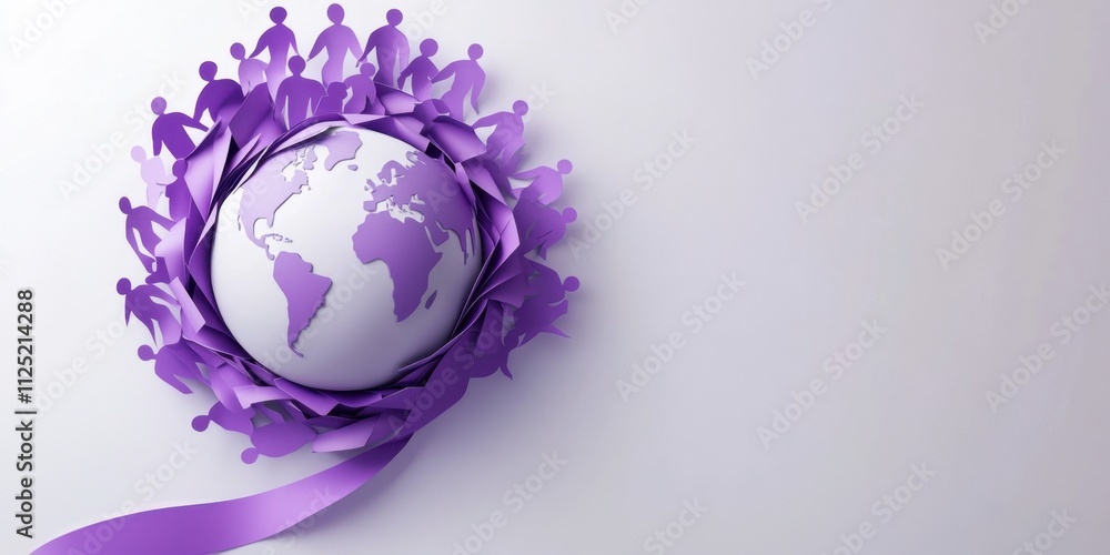 Poster global unity: a paper art representation of worldwide connection and togetherness