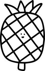 pineapple Vegetable Fruit doodle line outline cartoon cute