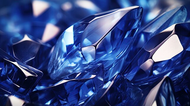 Blue Saphire precious gemstone crystal. Generative Ai
