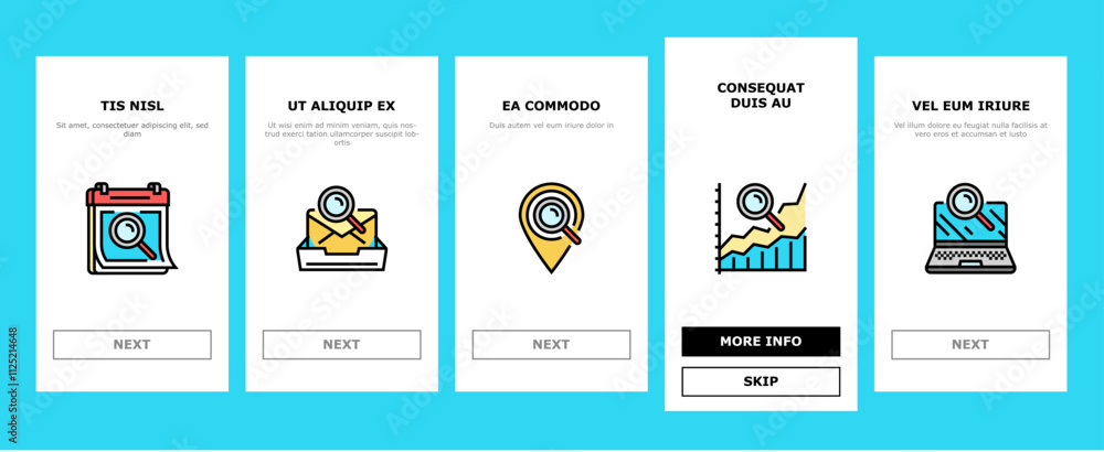 Poster search web website internet onboarding mobile vector computer information, business technology, rese