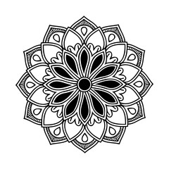 abstract floral ornament, Floral mandala coloring page