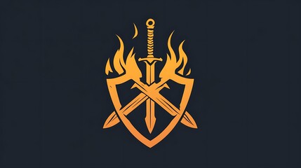 Fototapeta premium Minimal Vector Icon of Ares with Sword and Flames Design