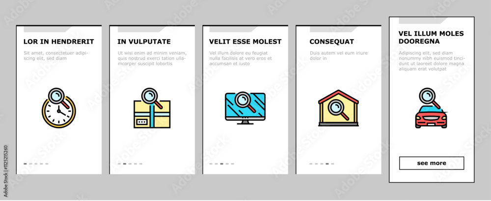 Poster search web website internet onboarding mobile vector computer information, business technology, rese