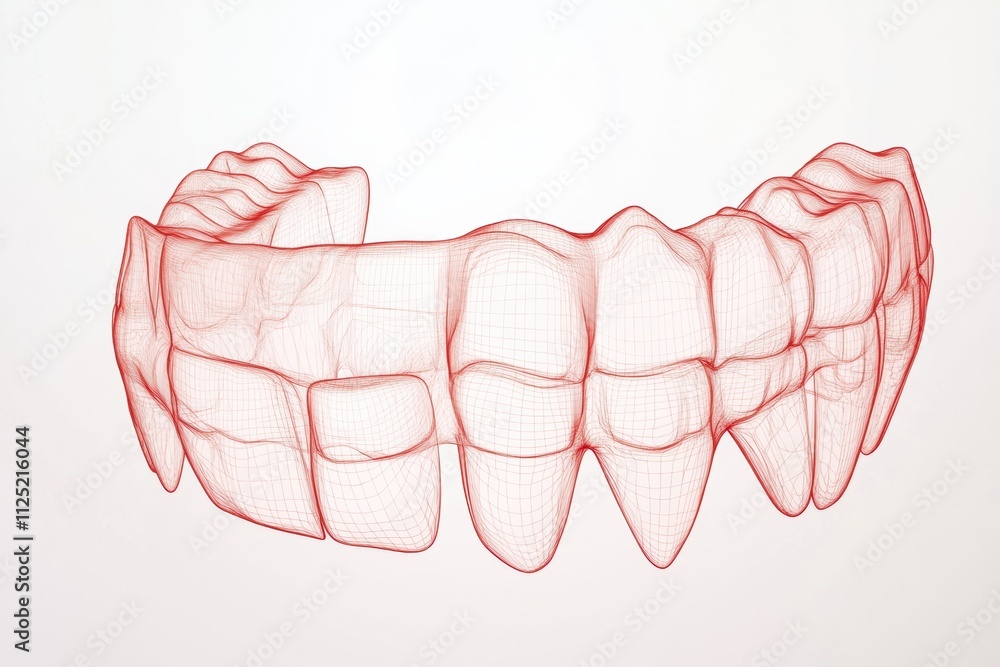 Poster detailed schematic rendering of a dental arch emphasizing clarity and simplicity, perfect for dental