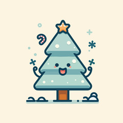 Vector cute fir tree with snow cap, perfect for Christmas celebrations