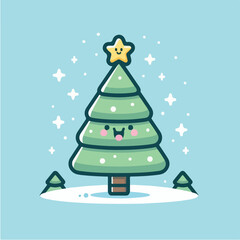 Cute fir tree vector, suitable for Christmas celebrations and various ornaments inside