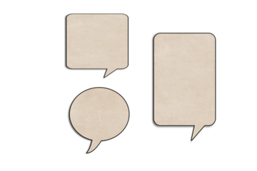 Round and two rectangular paper chat bubbles on transparent background. To insert any symbols and words for communication concepts.