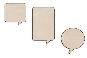 Round and two rectangular paper chat bubbles on transparent background. To insert any symbols and words for communication concepts.