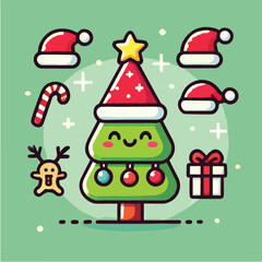 Cute fir tree vector, perfect for Christmas celebrations and flyers