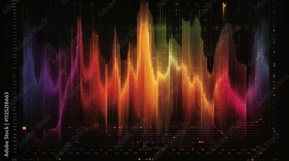 Poster colorful data visualization; abstract graph.