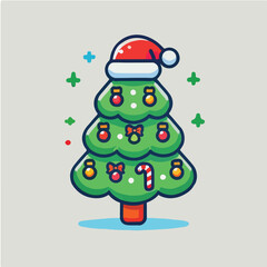 Cute fir tree vector, perfect for Christmas celebrations and flyers