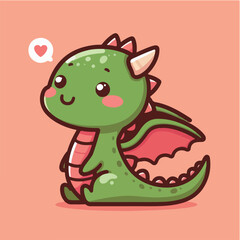 Vector cute dragon in flight