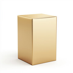 A Luxury Gold metalize cardboard box with blank space for text, isolated on a clean background. The product is designed as an elegant and minimalist packaging.