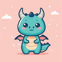 Vector cute dragon in flight
