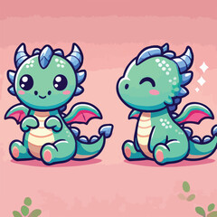 Vector cute dragon in flight